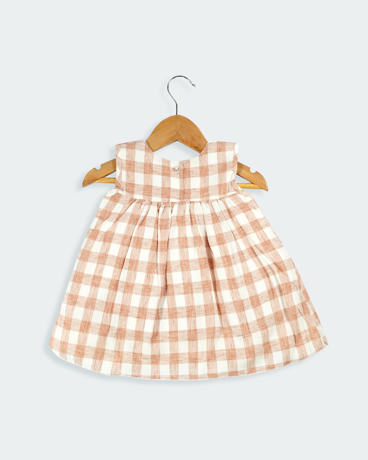 Best kidswear brand in india. Checked A- line frock with embroidery ( Casual frock)