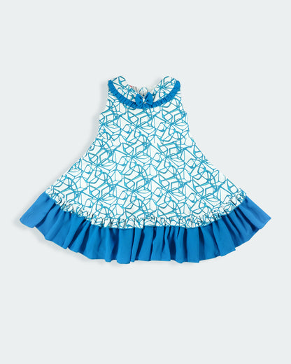 Best kidswear brand in india. Printed fit and flare casual frock  (sleeveless) 