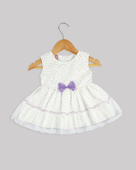 Best kidswear brand  in india. Kids tiered frock Heart print bow detail tiered dress with contrast baby lock stitch 