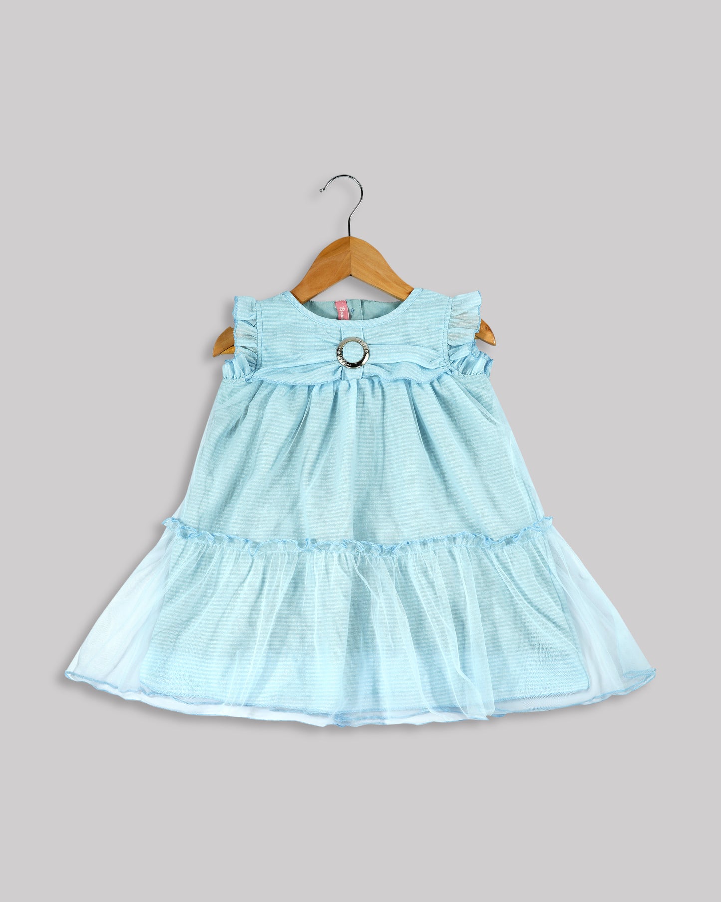 Best kidswear brand in india. kids tiered frock Self print chiffon with plain net tiered frock