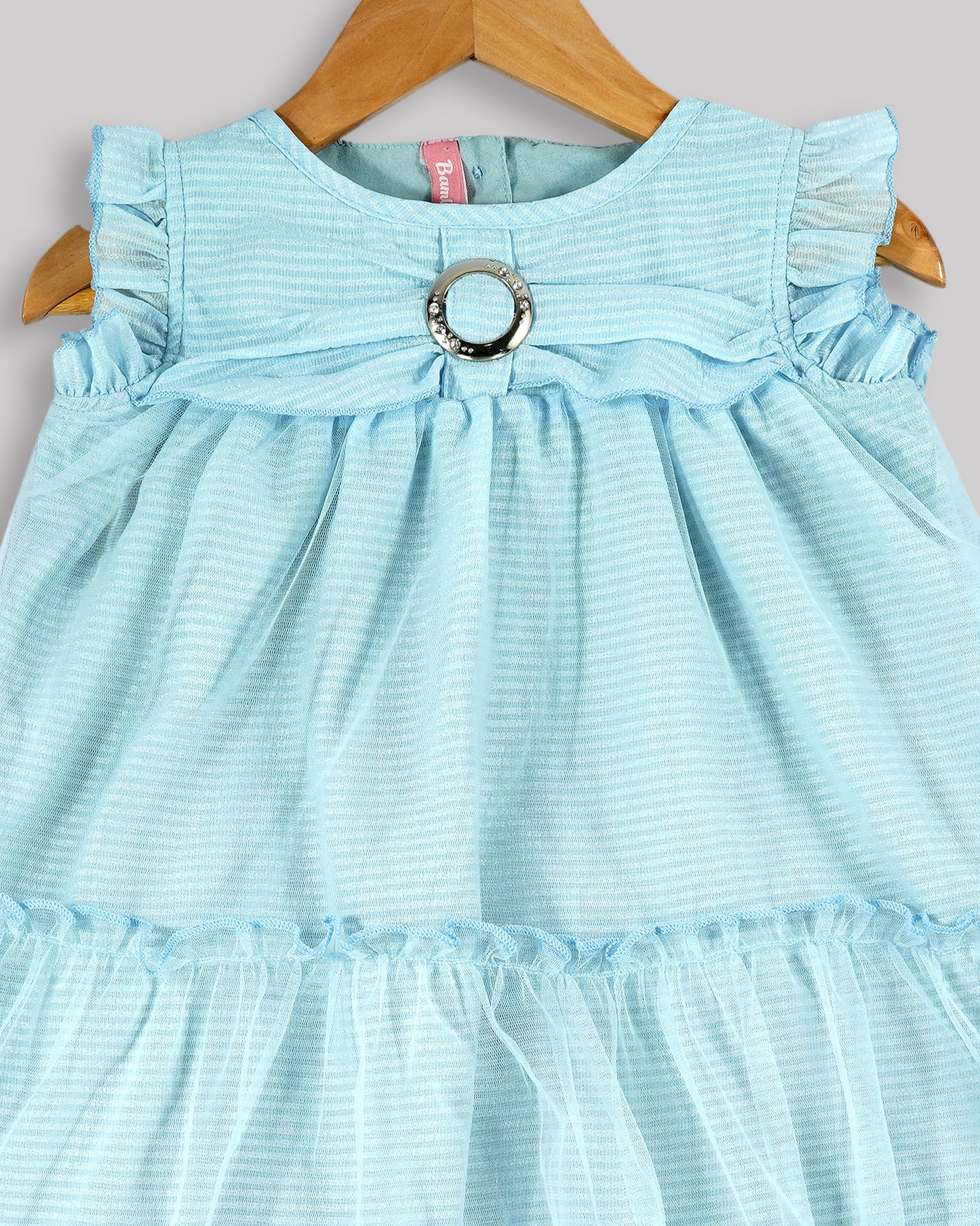 Best kidswear brand in india. kids tiered frock Self print chiffon with plain net tiered frock