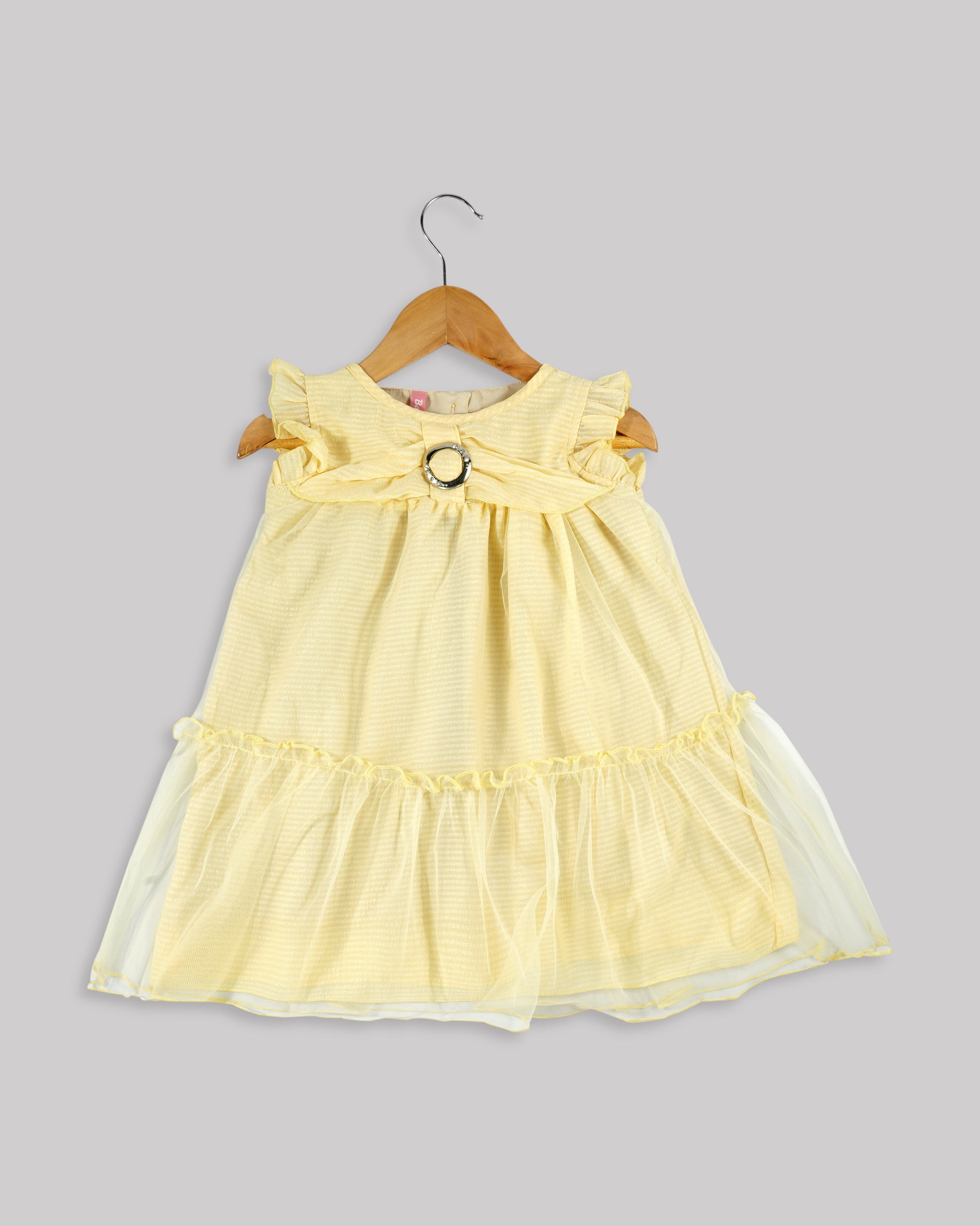 Best kidswear brand in india. kids tiered frock Self print chiffon with plain net tiered frock