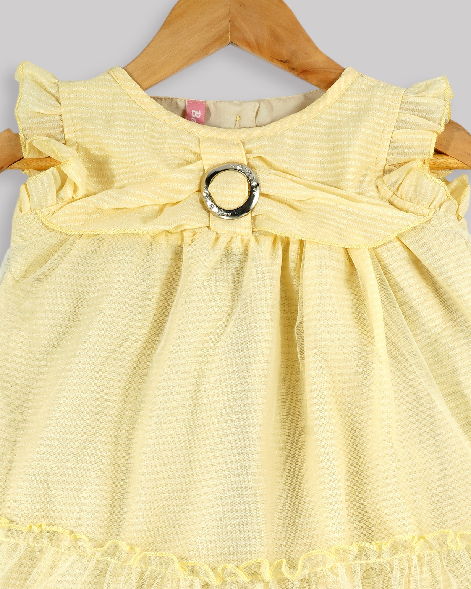 Best kidswear brand in india. kids tiered frock Self print chiffon with plain net tiered frock