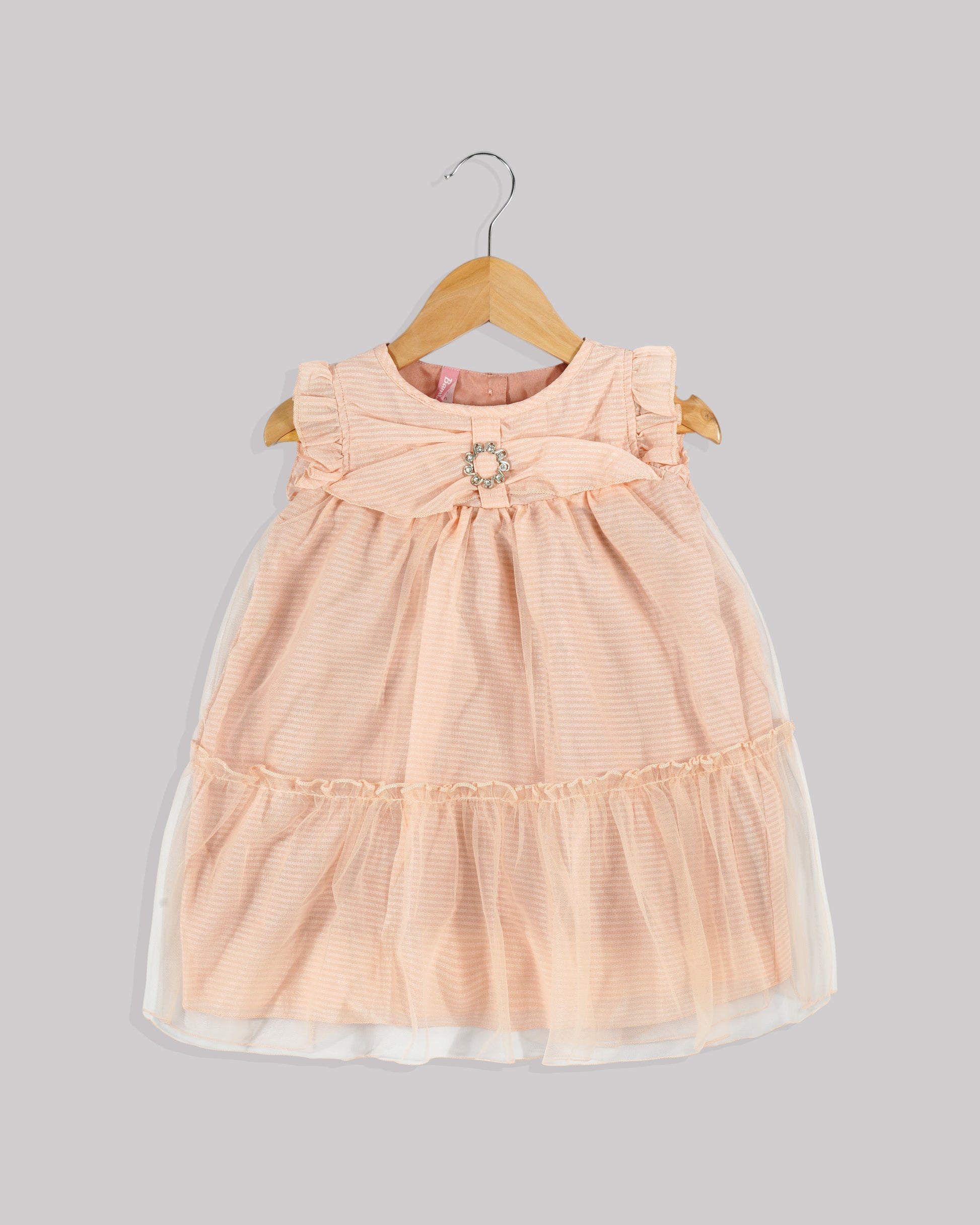 Best kidswear brand in india. kids tiered frock Self print chiffon with plain net tiered frock