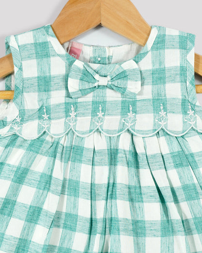 Best kidswear brand in india. plaid print frock Plaid A line frock with embroidery