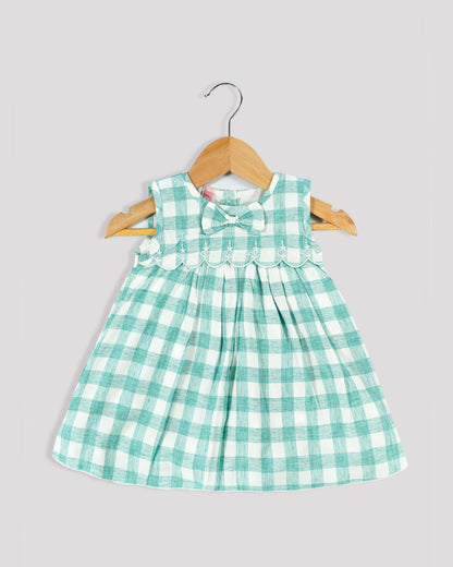 Best kidswear brand in india. plaid print frock Plaid A line frock with embroidery